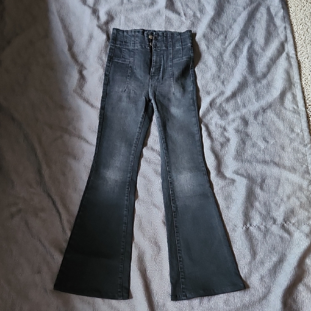 We The Free Black Flare Wide Leg Jeans